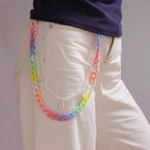 Cross Double Layer Pants Chain <b>Plastic</b> Color <b>Block</b> Party Waist Chain Punk Style - Product Image 2