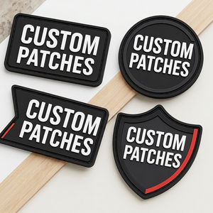Custom 3D Rubber <b>Patches</b> Rectangle Circle Shield Shape <b>Sew</b>-<b>On</b> Embossed Logo for Cloth Gear - Product Image 3