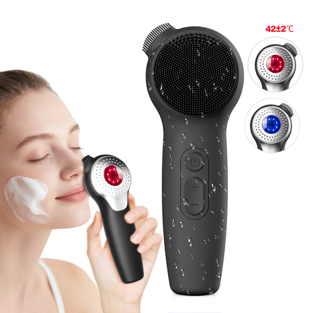 Factory IPX7 Waterproof Sonic Cleaning Brushes Facial Heating Massager and Cleanser for Deep Body Nose Lips Hands Cleaning