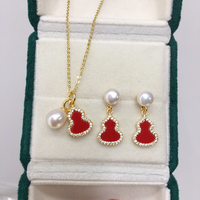 Collier et boucles d'oreilles en perles d'eau douce naturelles de luxe plaquées or 18 carats SHDIYAYUN, ensemble de bijoux en perles