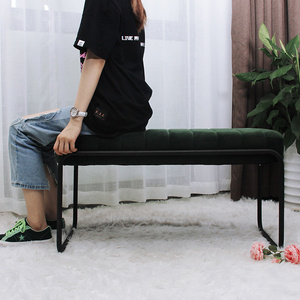 Custom pieghevole verde in velluto ottomano divano <span class=keywords><strong>oro</strong></span> gambe camera da letto panca in tessuto con deposito letto pouf scarpe fasciatoio sgabello - Product Image 2