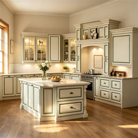 Set Kabinet Pulau Dapur Desain Modular Meja Kerja Kuarsa Inti Particleboard Perakitan Mudah Garansi Panjang