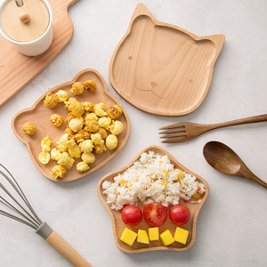 Beechwood Cartoon Tray Wooden Serving Plate For Snacks Desserts Breakfast Home Tableware <b>Cute</b> Design - Product Image 1