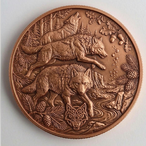 Moneda Redonda de Cobre Fino 999 de 1oz con Relieve de Animales Salvajes, Colección <span class=keywords><strong>Lobo</strong></span>, Venta Directa de Fábrica - Product Image 1