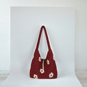 Floral Plush Shoulder <b>Bag</b> Women Furry <b>Underarm</b> Purse Soft Winter Tote for Daily Use - Product Image 2