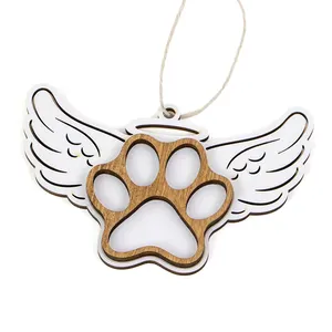 Christmas hanging gifts decoration wooden Memorial Dog Paw Ornaments for Pets lover gifts