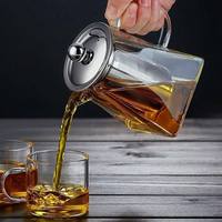 Théière moderne en verre borosilicate, utilisable sur une cuisinière, avec filtre en acier inoxydable amovible