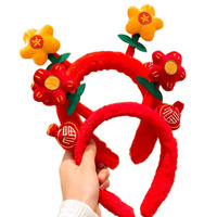 Serre-tête et pince à cheveux pour filles, style chinois, fait main, motif 'Fleur de l'argent' du Nouvel An et Danse du Lion, pour le lavage du visage, coiffe porte-bonheur