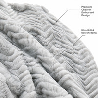Couverture de luxe grise en fausse fourrure de lapin à chevrons, double couche, super douce et chaude, plaid 3D jacquard en peluche pour lit d'hiver