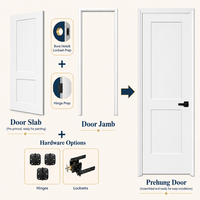 Pintu Interior Solid Core 2 Panel Model Shaker Putih Berlapis Cat Dasar Gaya Modern untuk Kamar Tidur Kantor