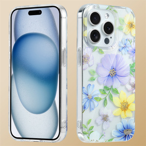 Étuis de téléphone portable de galvanoplastie pour iPhone 15 Pro Max pour <span class=keywords><strong>Samsung</strong></span> S22 S23 couverture arrière Mobile IMD imprimer étui à fleurs - Product Image 5