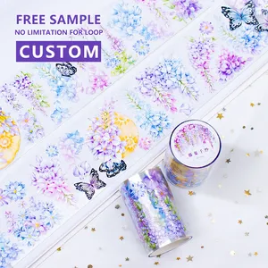 Custom Floral PET Washi Tape Sticker Manufacturer Custom 2024 Spring Transparent PET Tape For Journal