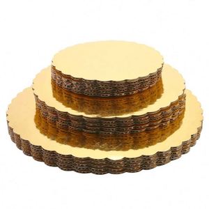 Wholesale Commercial Food Safe 3mm 12 Inch <b>Machine</b> Cut Corrugated Paper Greaseproof Silver Gold Cake Boards Logo Printing - Product Image 3