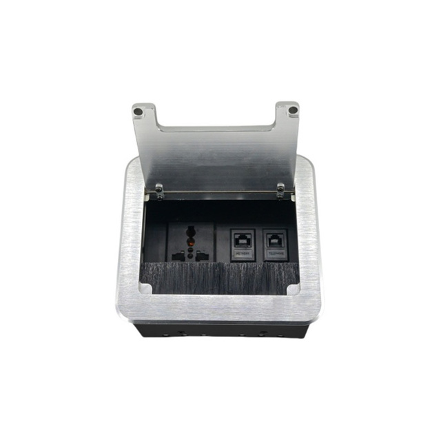 Aluminum Meeting Table Multimedia Power Outlet Hidden Recessed Desktop Socket with Brush