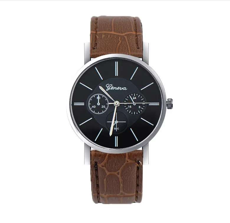 GENEVA casual fashion business men's watch Geneva ultra-thin simple belt quartz watch