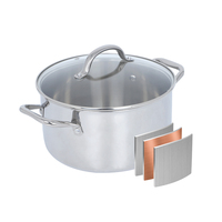 Ensemble de casseroles en acier tri-couches de haute qualité avec logo personnalisable, antiadhésif, avec couvercles en verre