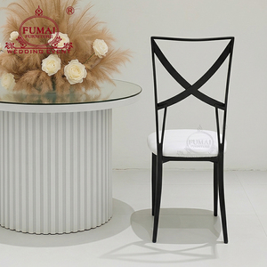 Chaise d'hôtel moderne FUMAI FURNITURE à dossier croisé, structure en métal noir, assise en mousse blanche, mobilier commercial d'intérieur - Product Image 3