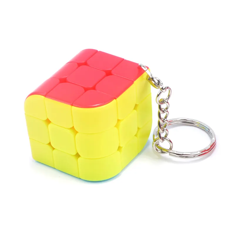 공장 도매 3x3x3 매직 퍼즐 금속 벨 키잉 미니 Abs 장난감 교육 큐브 키 체인 선물