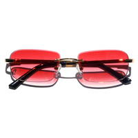 Finione couleur rouge rectangulaire rétro carré lunettes de soleil Vintage 90s logo personnalisé unisexe petit Rectangle sans monture lunettes de soleil