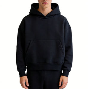 เสื้อฮู้ดดี้ผ้าฝ้ายเนื้อหนัก 380 500 GSM แบบเรียบหรู ทรงครอป สำหรับผู้ชาย สไตล์สตรีทแวร์ ขนาดโอเวอร์ไซส์  รับสั่งทำพิเศษ - Product Image 1