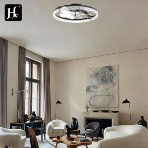 Modern black acrylic 20 inch LED <b>light</b> with <b>remote</b> <b>control</b> <b>ceiling</b> fan, 5-blade AC motor suitable for bedrooms - Product Image 6