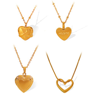 Collar con colgante en forma de corazón con grabado de mamá, aleación de zinc, joyería de moda para mujer, regalo para el día de la madre - Product Image 5