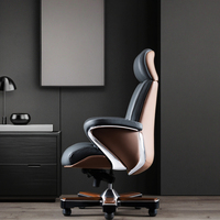 Chaise de bureau ergonomique moderne en cuir, chaise de direction à dossier haut pivotante pour les collections de mobilier de bureau tout-en-un