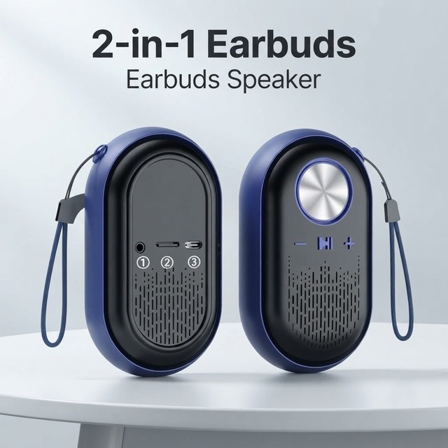 Top Sale Upgrade 360 Rotatable TWS Earbuds TF Card  AUX  2 in 1 BT Earbuds and BT Speaker 5.3