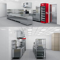 Équipement de cuisine commercial complet en acier inoxydable, tables de préparation pour restaurants, comptoirs de service de buffet, étagères pour projets de restauration