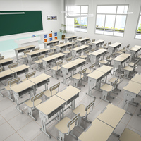 Ensemble Chaise et Bureau Individuel pour Étudiant - Mobilier Scolaire Collège, Salle Informatique, Bibliothèque, Bureau d'Étude, Chambre d'Enfant, Table de Garderie Scolaire