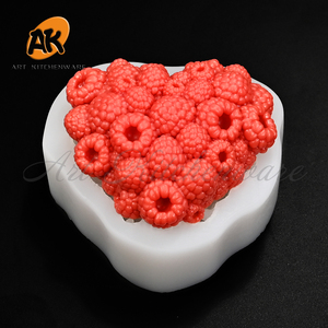 Moule en silicone 3D en forme de cœur de framboise AK pour bougies en résine, moule à gâteau mousse, décoration de gâteaux, moule à chocolat, béton, décorations DIY, époxy, bonbons - Product Image 1