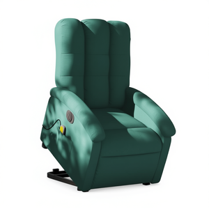 Electric <b>Stand</b>-Up Massage Recliner Chair Dark Green Fabric Power Recline With Remote <b>Control</b> Contemporary Design - Product Image 1