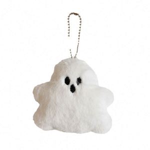 Porte-clés fantôme en peluche mignon de dessin animé, jouets fantôme pompon, pendentifs de sac, décorations de sac à dos en peluche, ornements, accessoires de porte-clés - Product Image 6