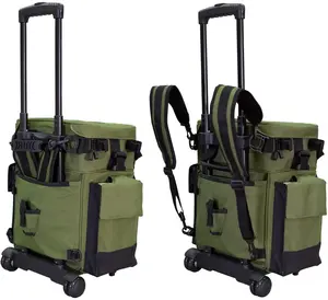 Спортивный чемодан на колесиках для рыбалки, Большая водонепроницаемая зеленая сумка для рыболовных снастей, рюкзак
