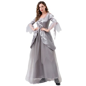 Costume de mariée fantôme Yi Xiaoyi gris pour femme adulte, robe de cosplay d'Halloween à manches longues, tenue de soirée longue - Product Image 1