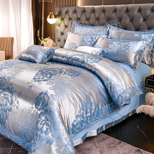 European style satin silk sateen cotton lace bed four piece four-piece jacquard bedding set