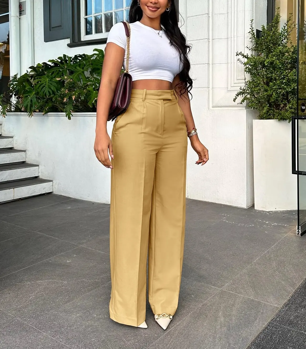 Women'S Casual Trousers Spring Autumn Spot High Waist Straight Wide Leg Pants