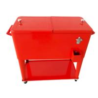 Chariot de Refroidissement Grande Capacité en Métal, Glacière à Roulettes pour Aliments et Boissons, Idéal pour l'Extérieur