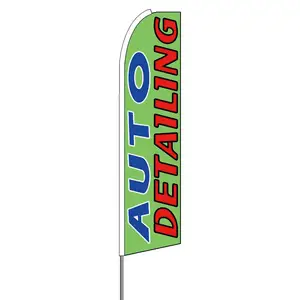 Offre Spéciale drapeau plume personnalisé 130G tricot colorant sublimation Double face extérieur Auto détail drapeau vert