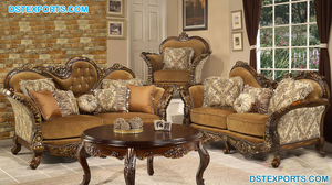 Lujoso rojo y dorado pulido muebles de madera antigua sala de estar juego de sofá real Royal Maharaja juego de sofá tallado dorado - Product Image 6