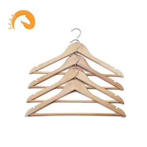 Hanger Groothandel Natuurlijke Houten Hanger Van Kleding Met Antislip Bar En Inkepingen