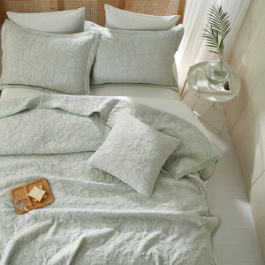 Hot bán tùy chỉnh màu sắc Jacquard bedcover <span class=keywords><strong>Set</strong></span> mềm đóng da hoa mền bông bedspread 3 cái bộ đồ giường đặt - Product Image 5