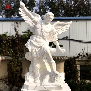 Statue de Saint Michel Archange en marbre grandeur nature pour décoration extérieure - Product Image 4