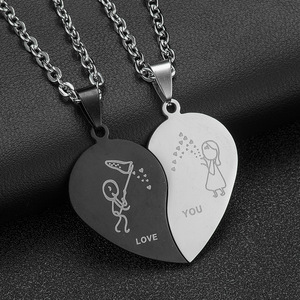 Xintong Factory Love Cat Collar de acero inoxidable Love Cat Pareja Amor Colgante Chapado en oro Accesorios de joyería de acero inoxidable - Product Image 3