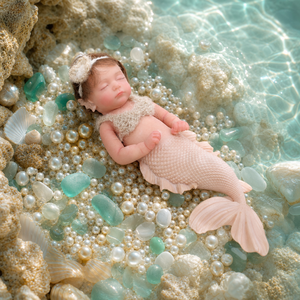 Muñeca Bebé <span class=keywords><strong>Sirena</strong></span> Reborn de Silicona de 12 Pulgadas, Muñeca Realista Dormida con Cola de Pescado Tejida y Cama de Concha, Regalo para Niños - Product Image 3
