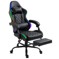 Chaise de jeu d'ordinateur de massage en cuir bon marché en gros d'Arabie Saoudite Silla Gamer Racing chaises de jeu RVB avec lumières et haut-parleurs