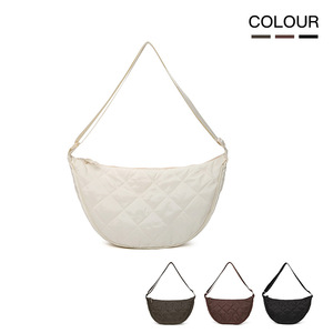 Women's Crossbody Bag Dumpling Shape White Quilted Stitching Single Strap Zipper Closure Spring 2025 Everyday Use - Product Image 5