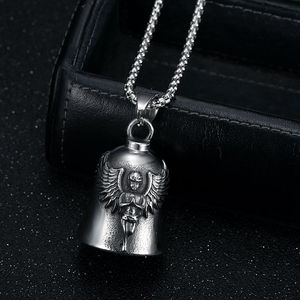 Colgante de campana punk de acero de titanio yunnique con alas de ángel y diseño de calavera para motocicleta o como regalo para mascotas - Product Image 2