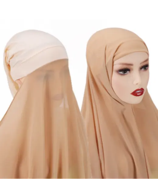 Neuestes Design Bequemer Instant Chiffon Hijab mit einem Unterschal Plain Muslim Ready Schal Schal