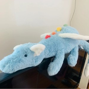 Peluche JellyC Dragon ailé bleu clair délicat, dragon en peluche doux avec pompons colorés - Product Image 3